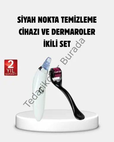 Evde Profesyonel Cilt Bakımı Dermaroller + Siyah Nokta Temizleyici Setı