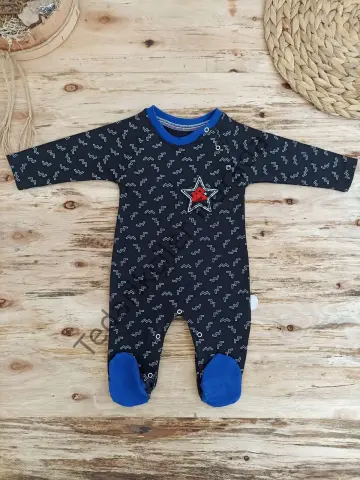 0-3 3-6 6-9 Ay Star Baby Baskılı Çıt Çıt Kapama Erkek Bebek Tulum