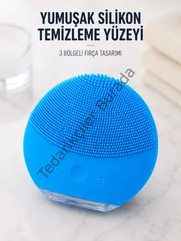 Silikon Yüz Temizleme Fırçası Ayarlanabilir Titreşimli Mavi Cilt Bakım Cihazı