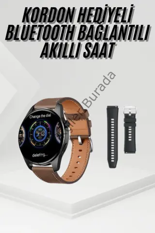Akıllı Saat Yuvarlak Ekran Sesli Görüşme Özellikli Siyah Akıllı Unisex Kol Saati