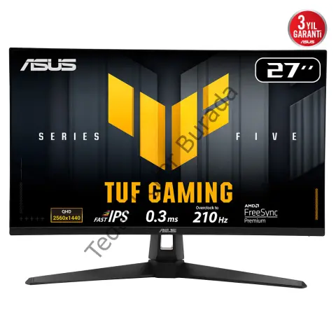 ASUS TUF GAMING VG27AQ5A 27'' 0.3ms, 210Hz, QHD, DP, 2xHDMI, USB, Hoparlör, Fast IPS LED, ELMB Sync Premium, GAMING Monitör