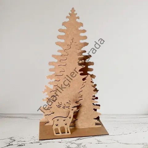 HAM MDF YILBAŞI TEMALI DEMONTE DEKORATİF OBJE BÜYÜK BOY 5 PARÇA