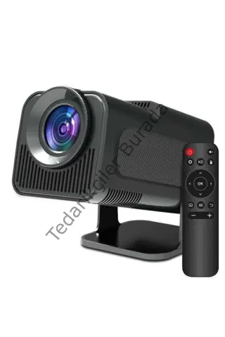 Android Projeksiyon Siyah Taşınabilir Sinema Projektörü 4k 1080p Ev Sineması Bluetooth