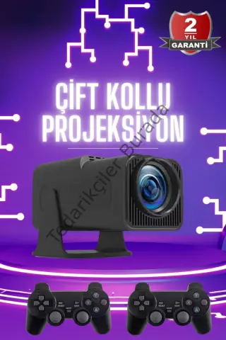 Çift Kollu Projeksiyon Taşınabilir Game Projektör Full Hd 1080P 4k Projeksiyon Gamepad