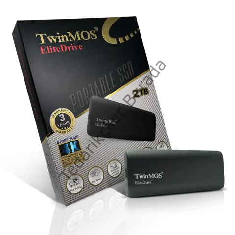 TwinMOS PSSD2TBMEDB, 2TB, Taşınabilir External SSD, USB 3.2, Type-C (Dark Grey)