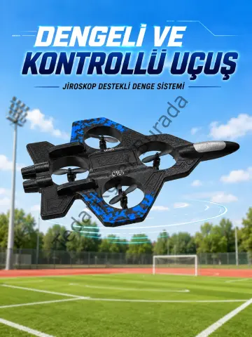 Savaş Uçağı Tasarımlı Drone 2.4G Uzaktan Kumandalı 360° Takla Jiroskop Tek Tuş Kalkış İniş