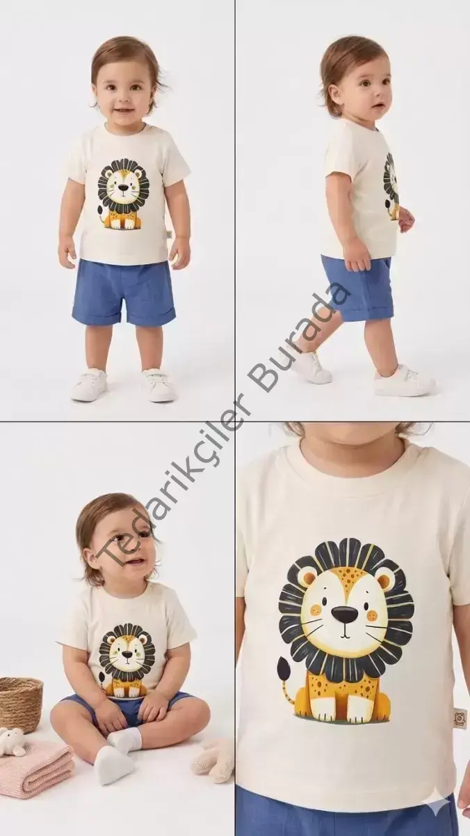 6/24 Ay Keten Şortlu Basic Bebek Takımı