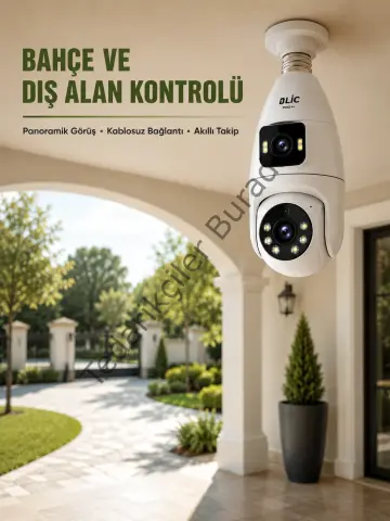 Wi-Fi Ampul Kamera Sistemi Gece Görüşlü Çift Lens