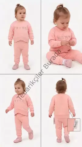 6/24 Ay Nakışlı Penye Bebek Takımı