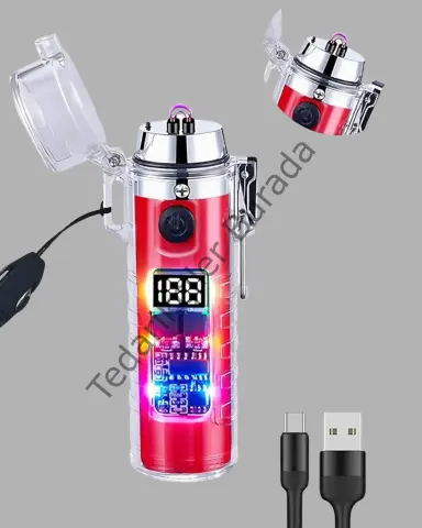Güç Göstergeli Şarjlı Fenerli Usb Elektrikli Çakmak
