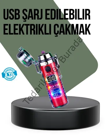Güç Göstergeli Şarjlı Fenerli Usb Elektrikli Çakmak