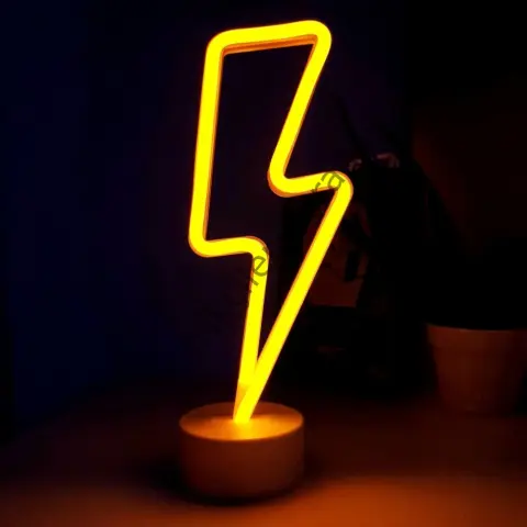 Neon Işıklı Şimşek Lamba USB ve Pilli