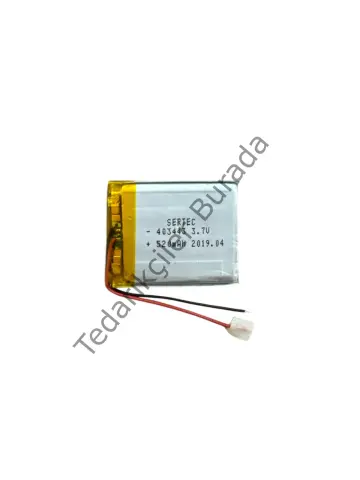 403443 3.7V 520 MAh Li-Polymer Pil Devreli/1.5A