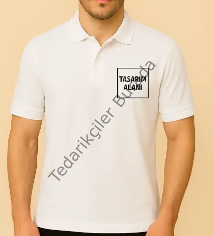 BK Gift Kişiye Özel Logolu Beyaz Polo Yaka Tişört-1, Firma T-shirt, Logolu T-shirt, Sevgiliye Hediye