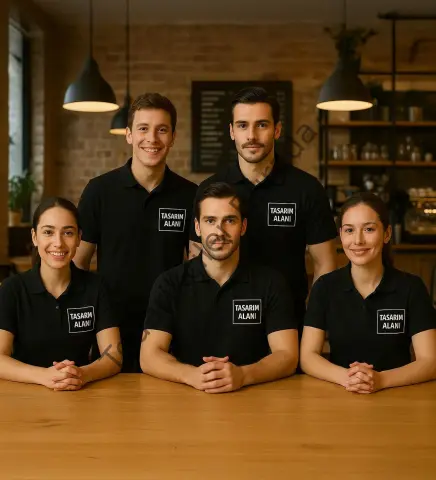 BK Gift Kişiye Özel Logolu 5`li Siyah Polo Yaka Tişört-1, Sevgiliye Hediye, Firma T-shirt, Logolu T-shirt