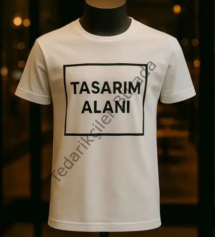 BK Gift Kişiye Özel Logolu Unisex Beyaz Yuvarlak Yaka Tişört-1, Firma T-shirt, Logolu T-shirt, Sevgiliye Hediye