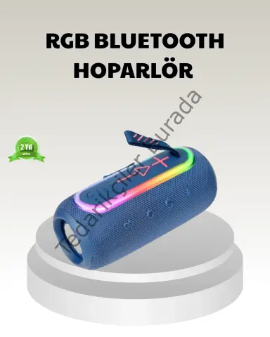 Mavi Taşınabilir Bluetooth Hoparlör Kompakt Tasarım ve Güçlü Ses