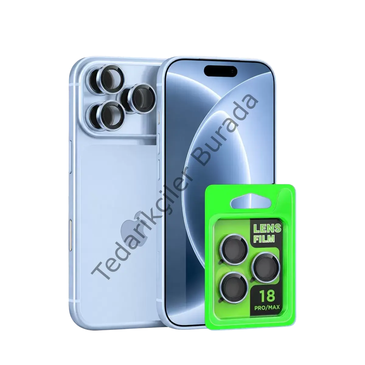 Newface Apple İphone 18 Pro Max Raze Metal Kamera Lens - Açık Mavi