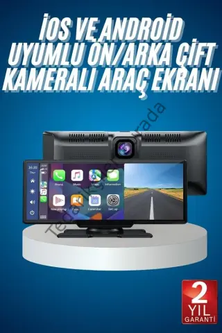 4K Ultra Araç İçi Ön ve Arka Kameralı Ekran HD 2 Kameralı Torpido Üstü Araç Multimedya