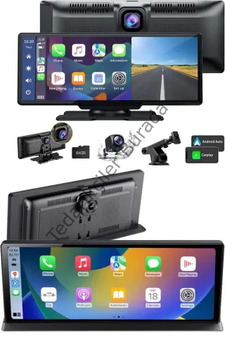 4K 10.2 İnç Çift Kameralı Araç Multimedya Ekranı CarPlay Kablosuz Tüm Cihazlara Uyumlu