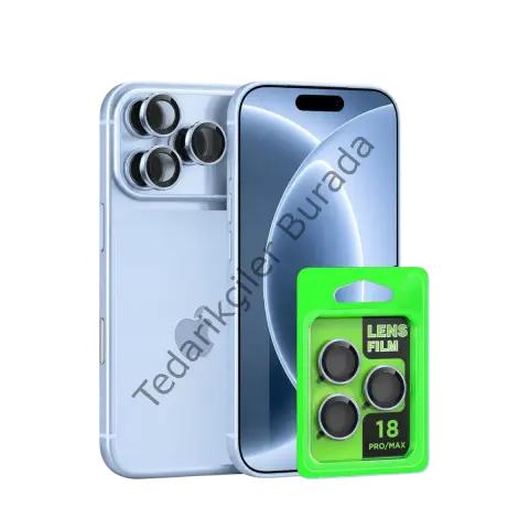 Newface Apple İphone 18 Pro Raze Metal Kamera Lens - Açık Mavi