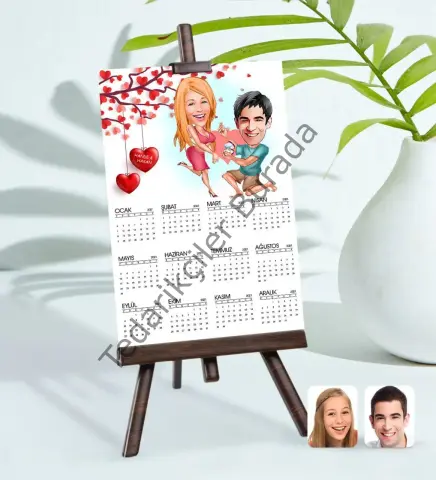 BK Gift Kişiye Özel 15x21 cm Fotoğraf Kartlı Sevgililer Karikatürlü Şövaleli 2023 Takvim -19
