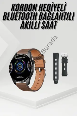 Akıllı Saat Yuvarlak Ekran Sesli Görüşme Özellikli Siyah Akıllı Unisex Kol Saati