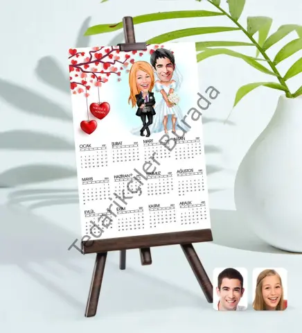 BK Gift Kişiye Özel 15x21 cm Fotoğraf Kartlı Sevgililer Karikatürlü Şövaleli 2023 Takvim -16