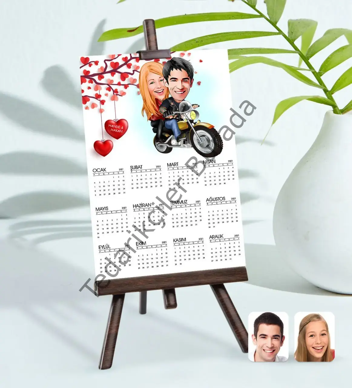 BK Gift Kişiye Özel 15x21 cm Fotoğraf Kartlı Sevgililer Karikatürlü Şövaleli 2023 Takvim -17