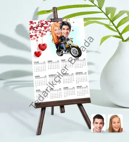 BK Gift Kişiye Özel 15x21 cm Fotoğraf Kartlı Sevgililer Karikatürlü Şövaleli 2023 Takvim -17