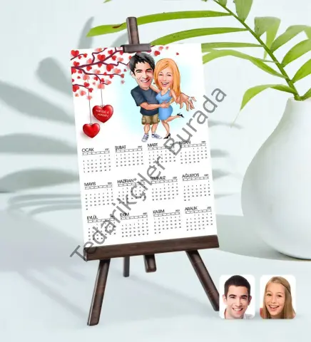 BK Gift Kişiye Özel 15x21 cm Fotoğraf Kartlı Sevgililer Karikatürlü Şövaleli 2023 Takvim -14