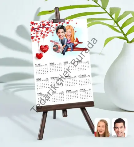 BK Gift Kişiye Özel 15x21 cm Fotoğraf Kartlı Sevgililer Karikatürlü Şövaleli 2023 Takvim -11