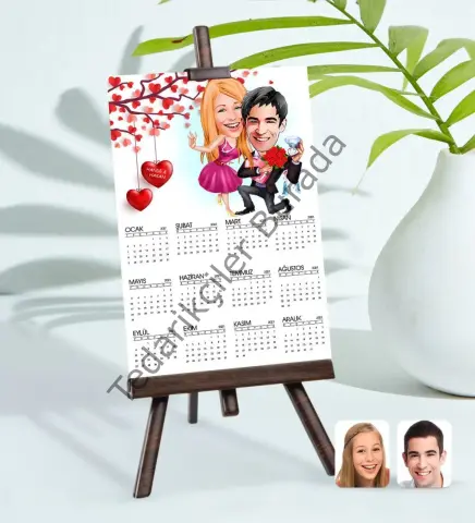 BK Gift Kişiye Özel 15x21 cm Fotoğraf Kartlı Sevgililer Karikatürlü Şövaleli 2023 Takvim -9