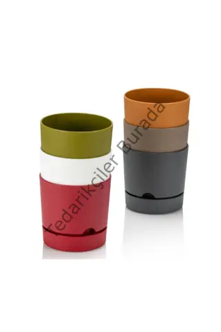 Begonya 18 Cm 3.3 Litre Pastel Saksı Dekoratif Tabaklı Çiçek Saksı