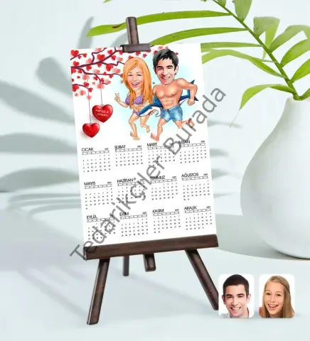 BK Gift Kişiye Özel 15x21 cm Fotoğraf Kartlı Sevgililer Karikatürlü Şövaleli 2023 Takvim -8