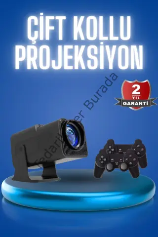 Android Projeksiyon Siyah Taşınabilir Sinema Projektörü 4k 1080p Ev Sineması Bluetooth