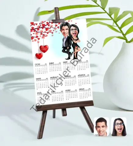 BK Gift Kişiye Özel 15x21 cm Fotoğraf Kartlı Sevgililer Karikatürlü Şövaleli 2023 Takvim -6