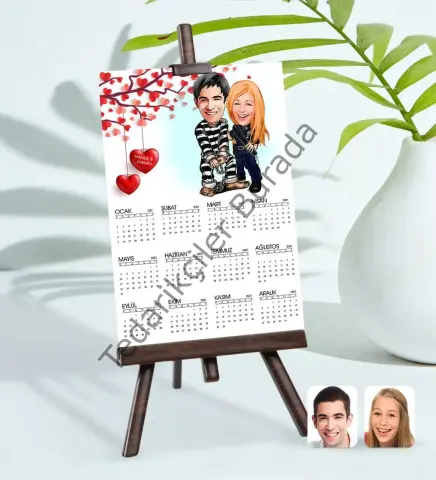 BK Gift Kişiye Özel 15x21 cm Fotoğraf Kartlı Sevgililer Karikatürlü Şövaleli 2023 Takvim -7