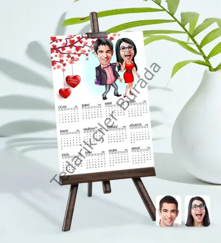 BK Gift Kişiye Özel 15x21 cm Fotoğraf Kartlı Sevgililer Karikatürlü Şövaleli 2023 Takvim -4