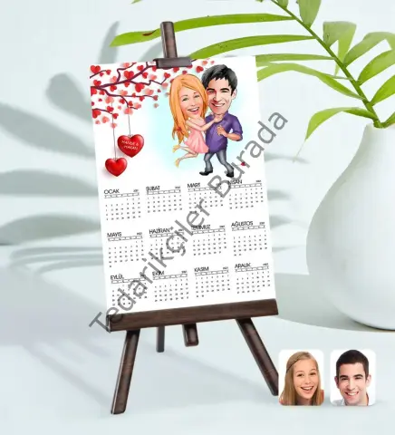 BK Gift Kişiye Özel 15x21 cm Fotoğraf Kartlı Sevgililer Karikatürlü Şövaleli 2023 Takvim -3