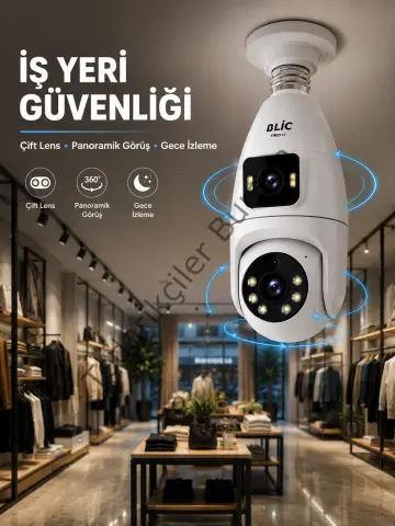 Wi-fi Çift Lens Ampul Kamera  Akıllı Ev Güvenliği