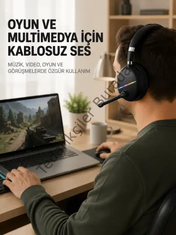 Bluetooth 5.0 Rgb Işıklı Mikrofonlu Kablosuz Kulak Üstü Kulaklık