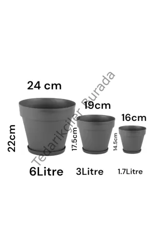 Yalı Saksı Dekoratif Tabaklı Saksı 1.7 Litre