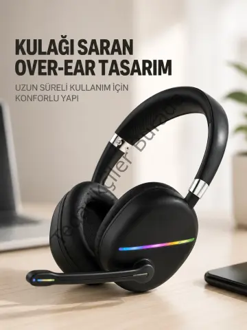 Rgb Işıklı Bluetooth Mikrofonlu Kulaklık Uzun Süreli Kullanım Type-c Şarjlı