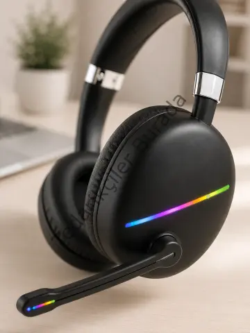 Bluetooth 5.0 Kablosuz Kulak Üstü Kulaklık Mikrofonlu Rgb Aydınlatmalı