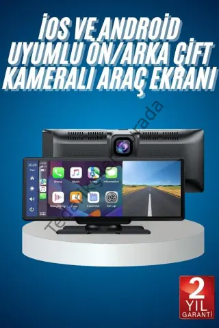 4K Ultra Araç İçi Ön ve Arka Kameralı Ekran HD 2 Kameralı Torpido Üstü Araç Multimedya