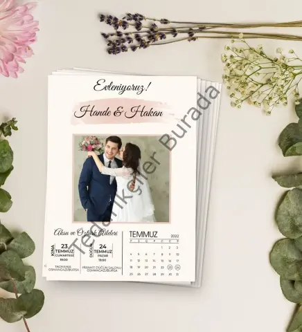Kişiye Özel Fotoğraflı Düğün Davetiyesi Model 35 (100Adet)
