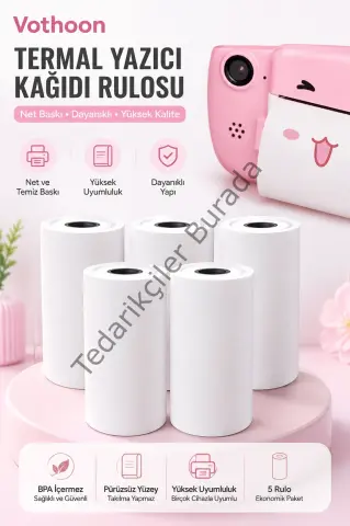 13’lü Mini Yazıcı Termal Rulo Seti Çocuk Kamera Baskı Kağıdı 5 Yapışkanlı 5 Düz Beyaz 3 Renkli