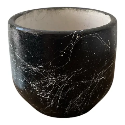 Dekoratif Beton Saksılık - Mermer Efektli - 8 cm Üretim Saksı için Saksı Kabı ANTRASİT