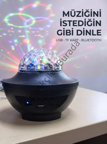 Bluetooth Müzikli Disko Işığı Rgb Parti Projektörü Dahili Hoparlör Usb Micro Sd Destekli